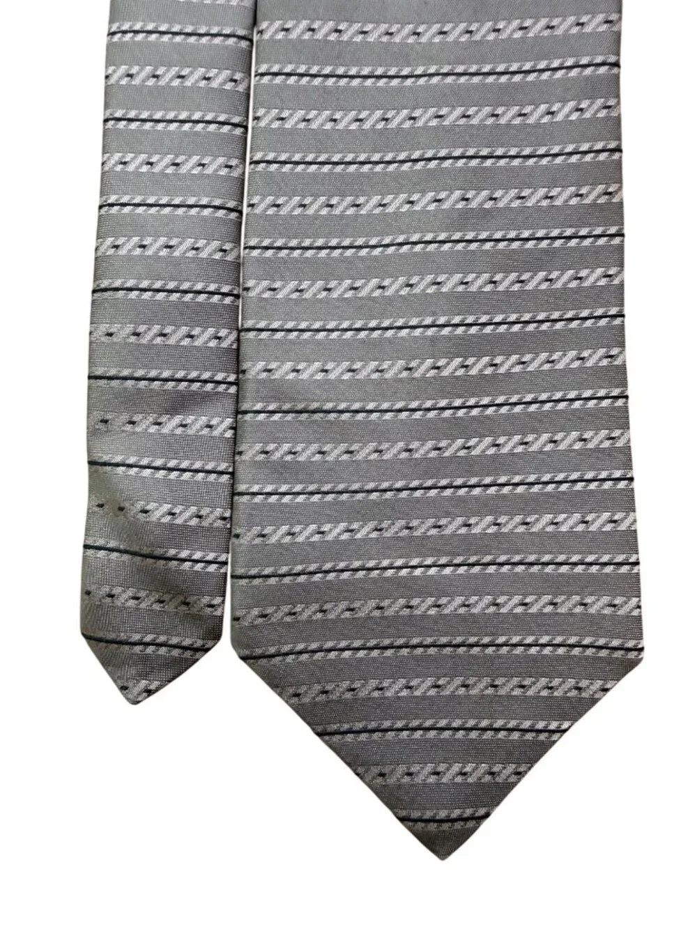 Jones New York Mens Gray 100% Silk Striped Necktie Elegant Pattern Classic Style